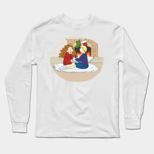 Couple in love Boy and Girl by the fireplace Long Sleeve T-Shirt